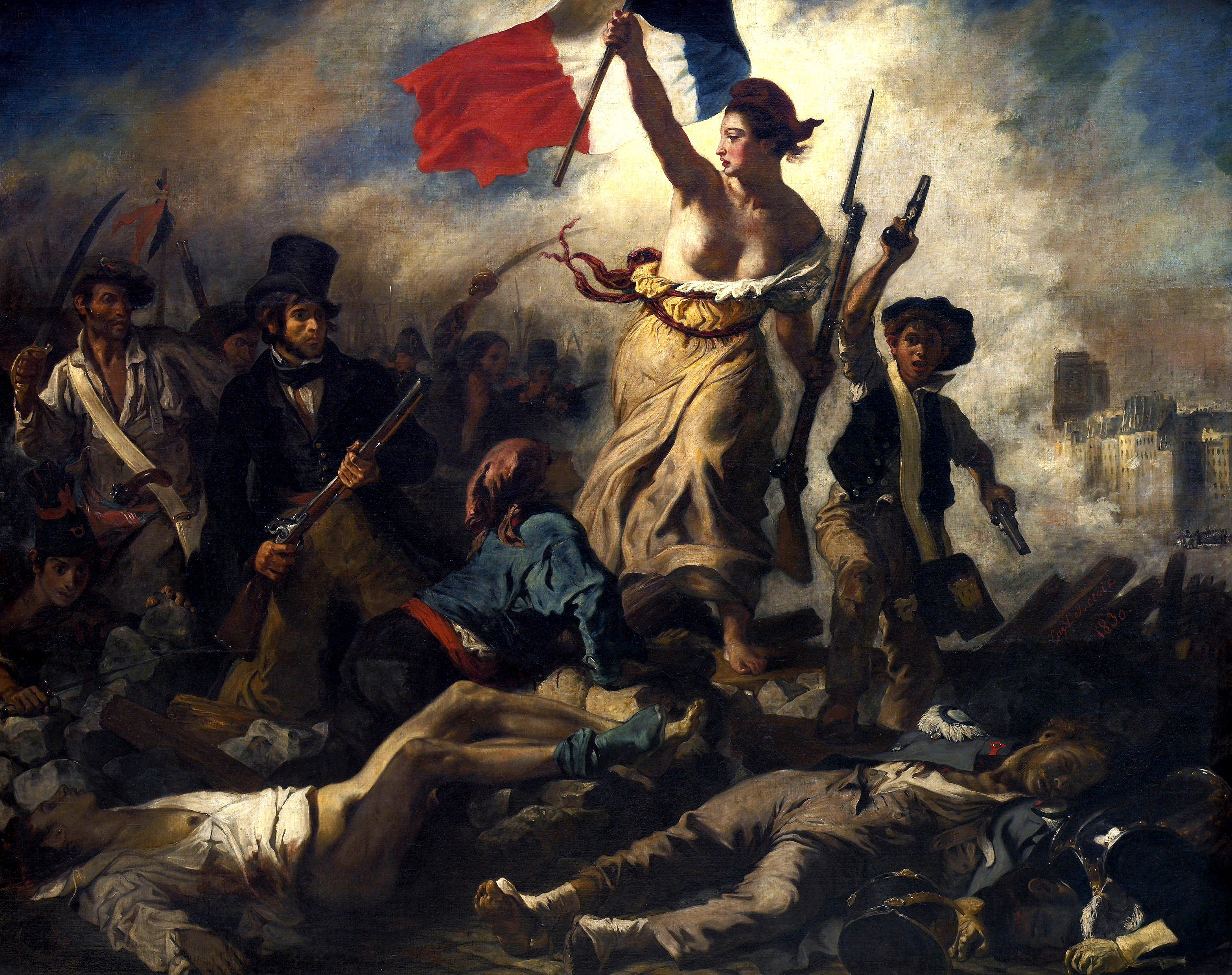 Détail de La Liberté guidant le peuple, par Eugène Delacroix (domaine public).