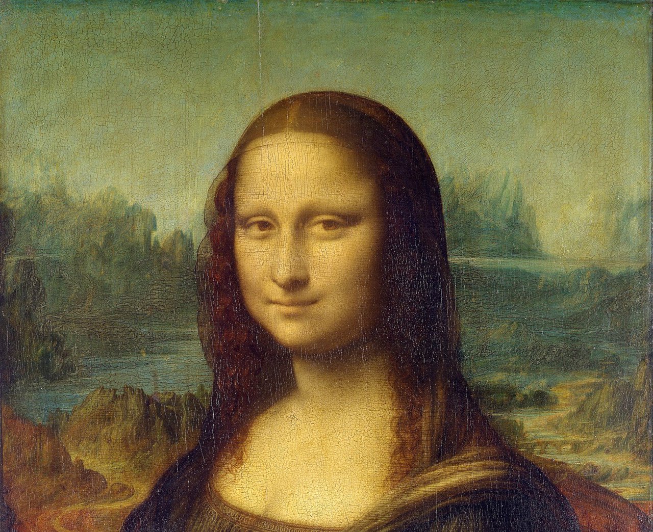 Détail de La Joconde, par Léonard de Vinci (domaine public)