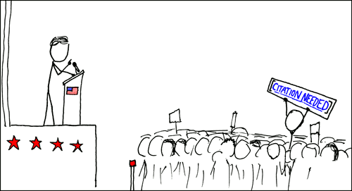 Issue 285 of the xkcd webcomic, titled "Wikimedian protester"